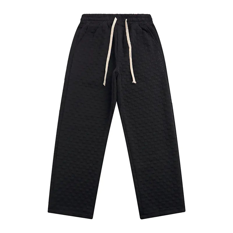 Embroidered Knitted Velvet Check Trousers