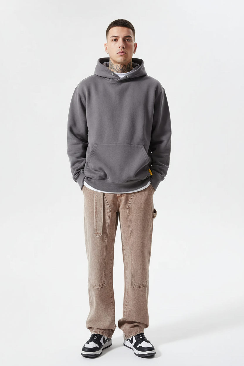 Loose Denim Pants - Khaki