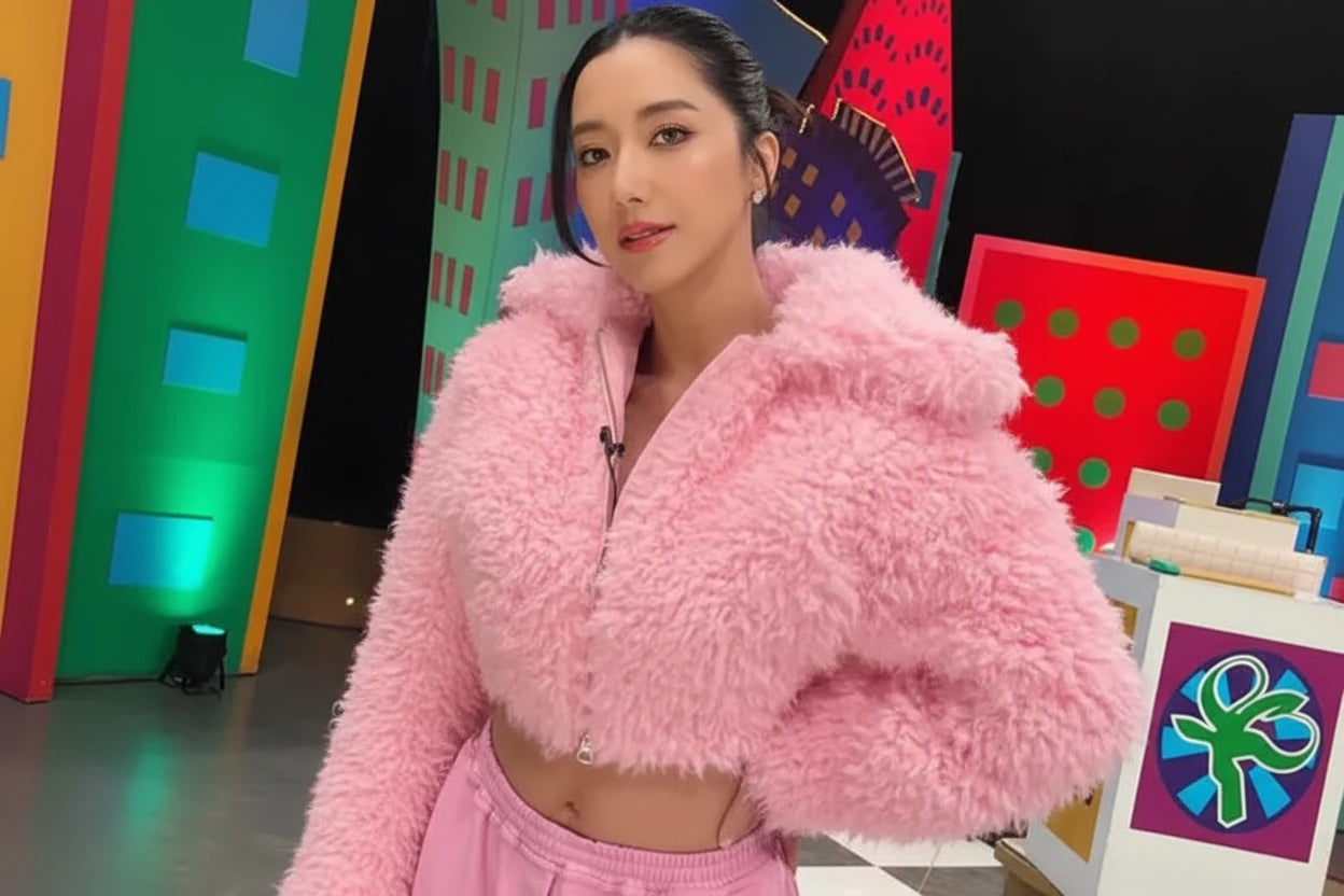 Pink Plush Thick Short Jacket