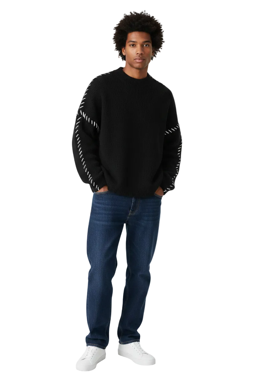 Male Model - Patchwork Knit Sweater