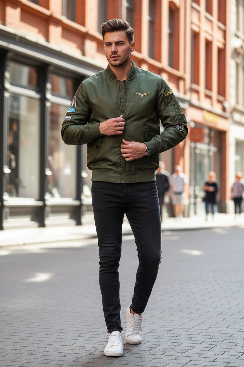 Men's Casual Stand Collar Jacket - Male Model