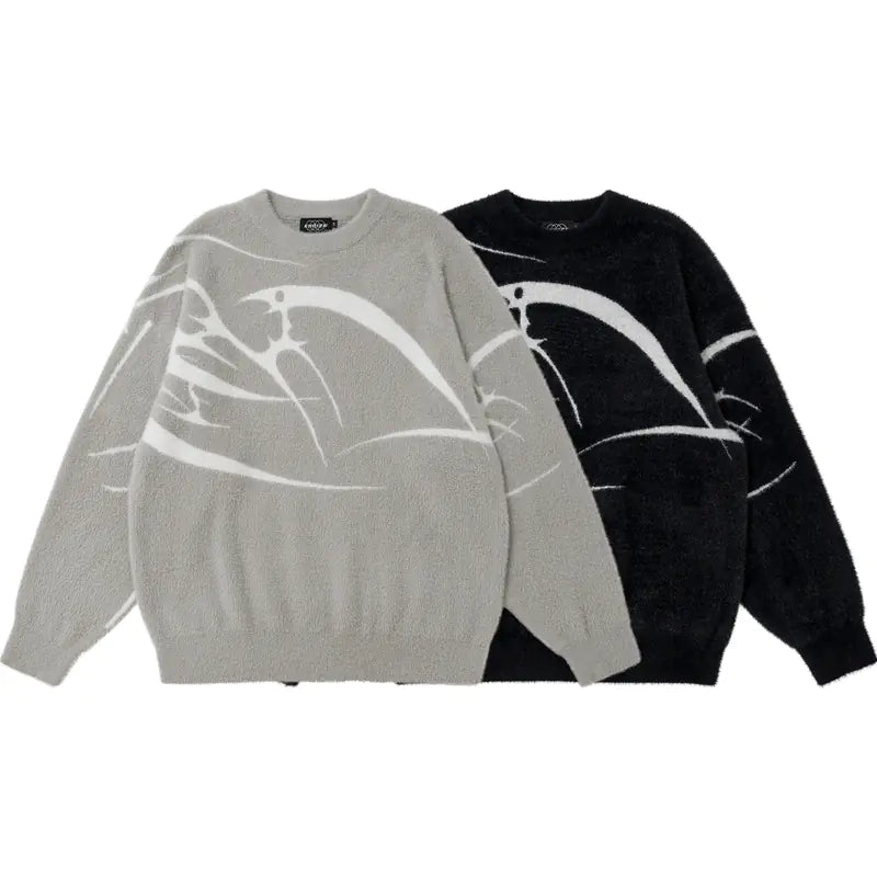 Loose Jacquard Round Neck Sweater