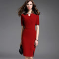 Elegant Mid-Sleeve Red Dress