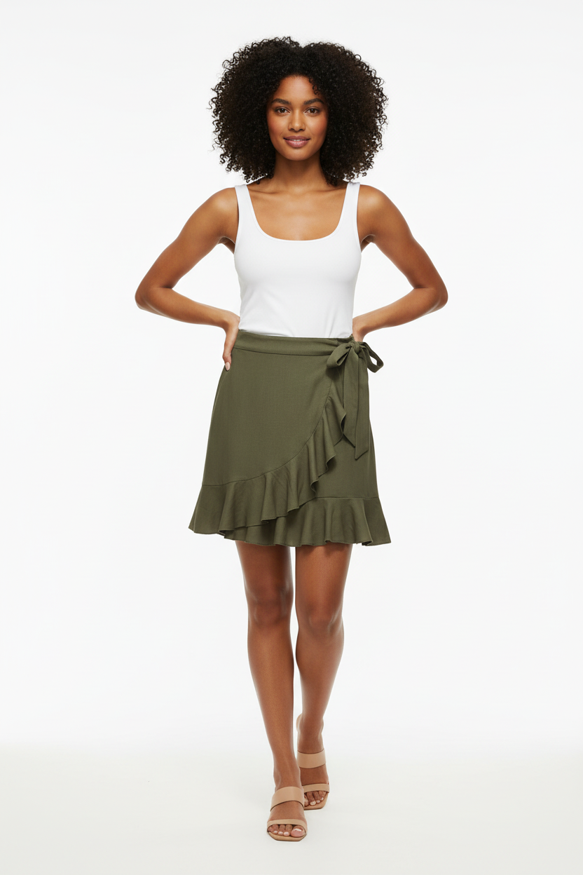 Ruffles and Lace Up Skirt