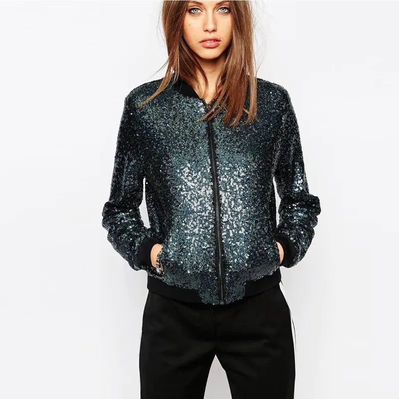 Fashionable Sequin Baseball Jacket