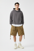 Pleated Multi-pocket Casual Shorts - Khaki