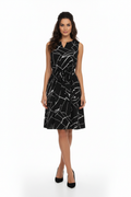 Printed Sleeveless Dress - Black