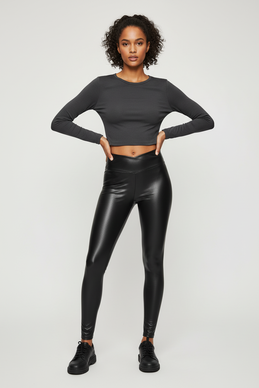 Matte Snakeskin Skinny Leather Pants