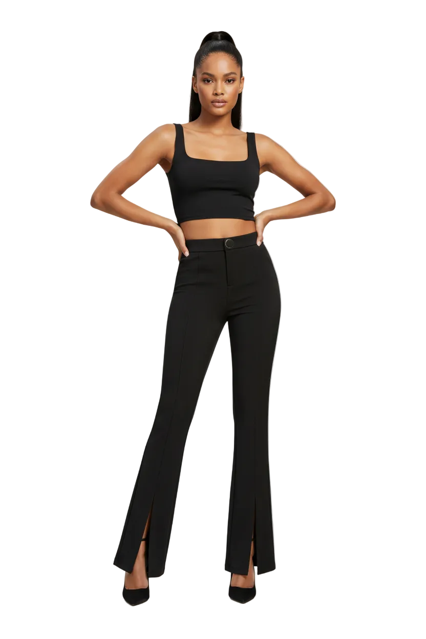 High Waist Slim Flared Pants