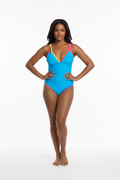 Tummy Control One Piece Neon Color Block Swimwear