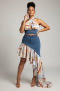 Pleated Skirt Two-Piece Stretch Suit
