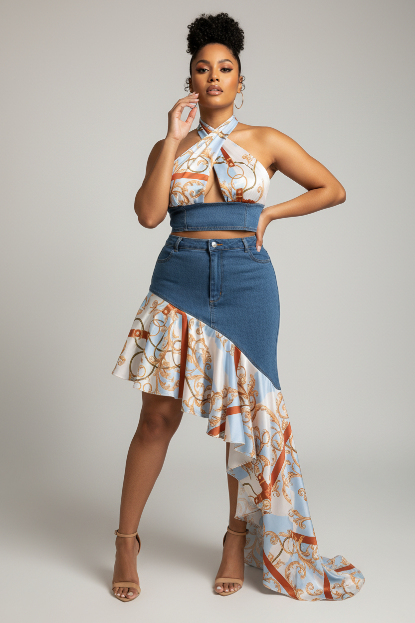 Pleated Skirt Two-Piece Stretch Suit
