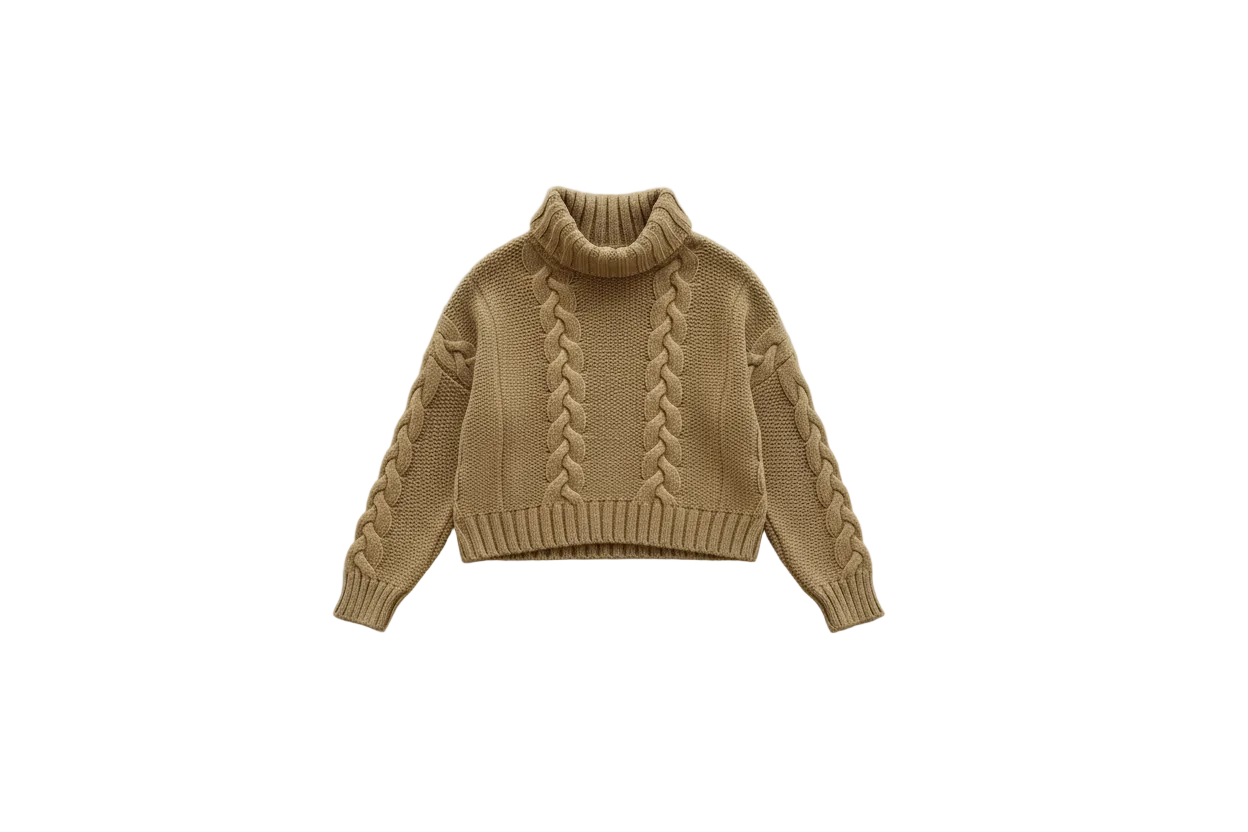 Solid Color Chunky Knit Turtleneck