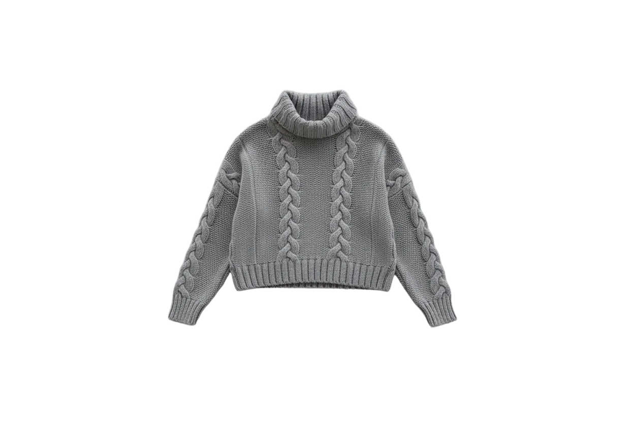 Solid Color Chunky Knit Turtleneck