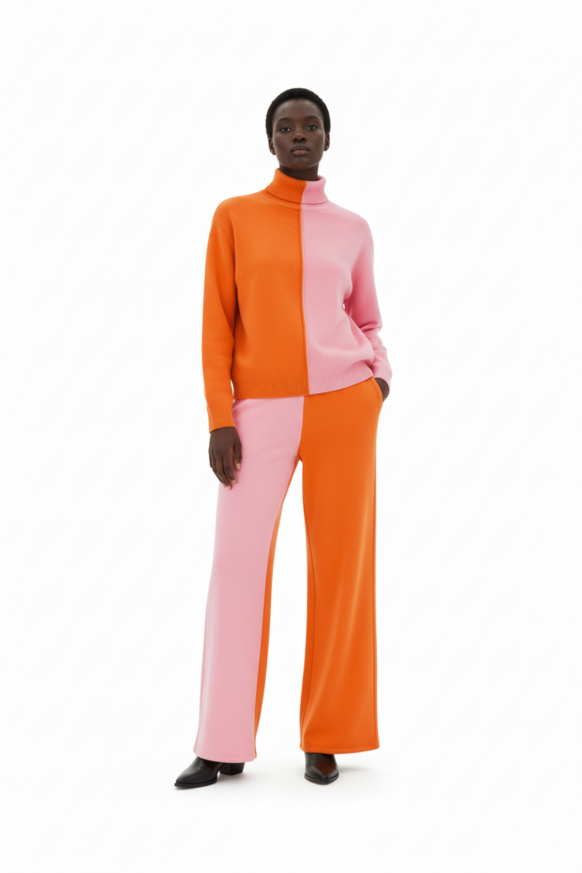 Long Sleeve Knit Pullover and Wide Leg Pants Two Piece Sweater
