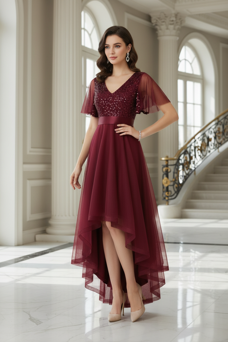 Ruffled Irregular Long Dress