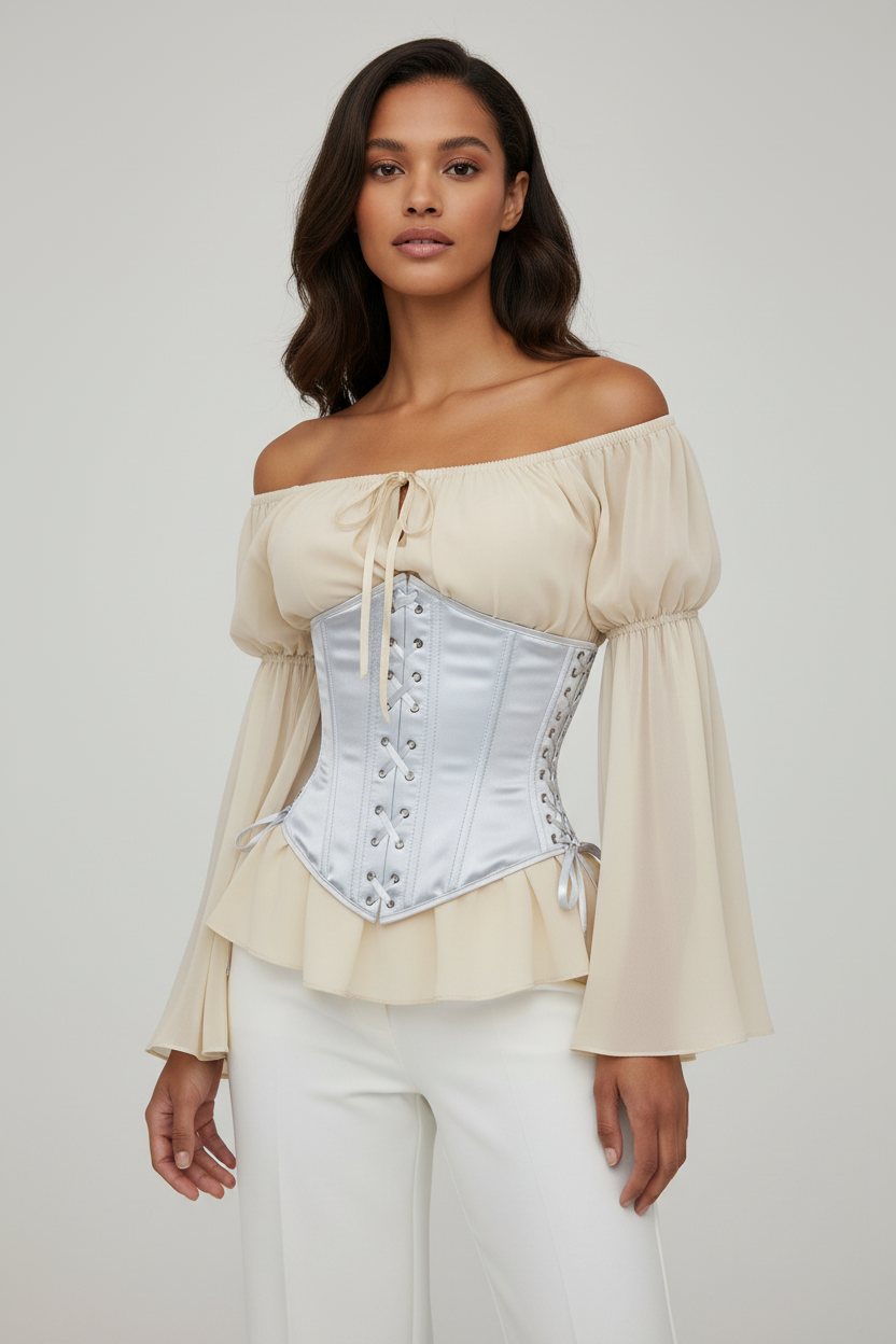 Two-Piece Outfits Lace Up Corset Dress Off Shoulder Bell Sleeve