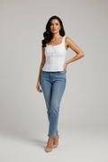 Summer Square Collar Buckle Tank Tops
