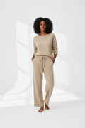 Chic Oat Color Two-Piece Knit Set