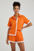 Two Piece Outfits Summer Button Down Shirt And Shorts Set Casual