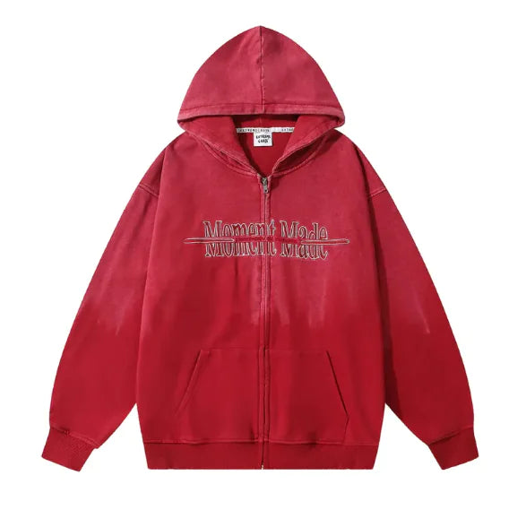 Inkjet Gradient Letter Hooded Jacket