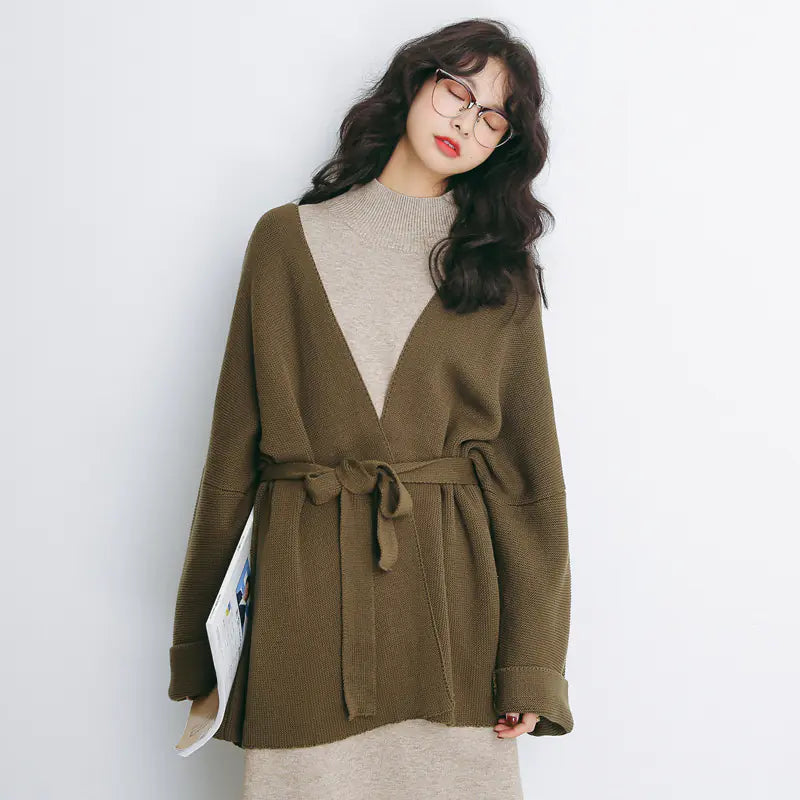Knit Overlay Mid-Length Cardigan