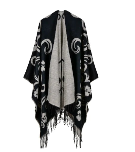 Fashion Skull Print Shawl Jacket