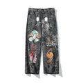 Graffiti Print Loose Denim Joggers