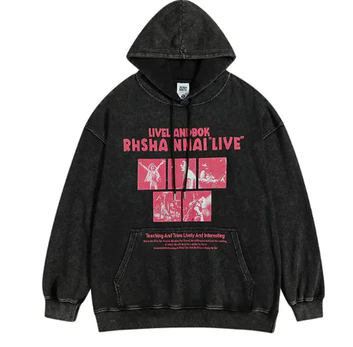 Distressed Leisure Couple Hoodies Vintage