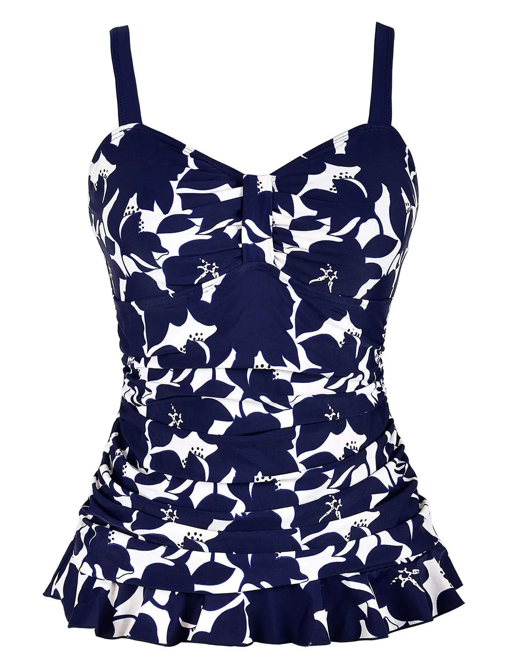 Top Padded Ruffle Hem Shirred Swimwear