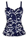 Top Padded Ruffle Hem Shirred Swimwear