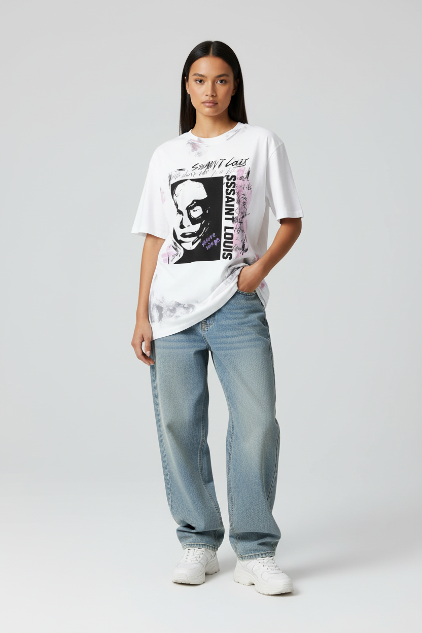 Saint Louis Logo Unisex Tee - Female Model