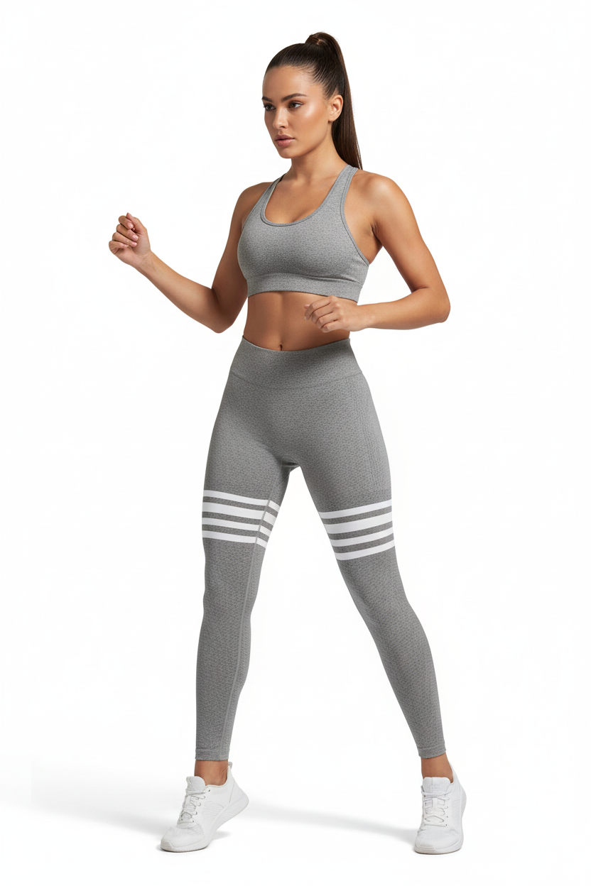 Striped Outdoor Sports Gym Fit - Heather Gray