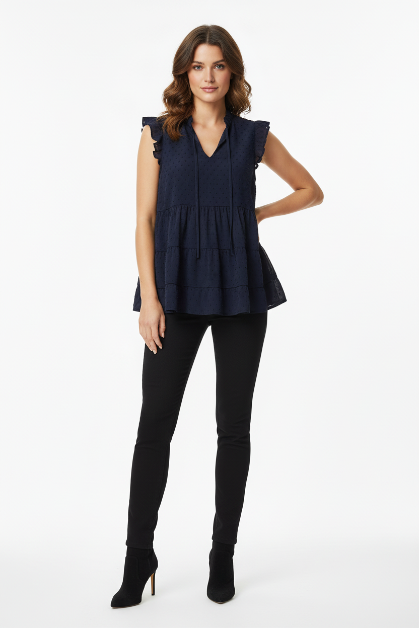 Stylish Short-Sleeved Top - Blue