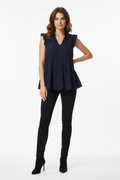 Stylish Short-Sleeved Top - Blue