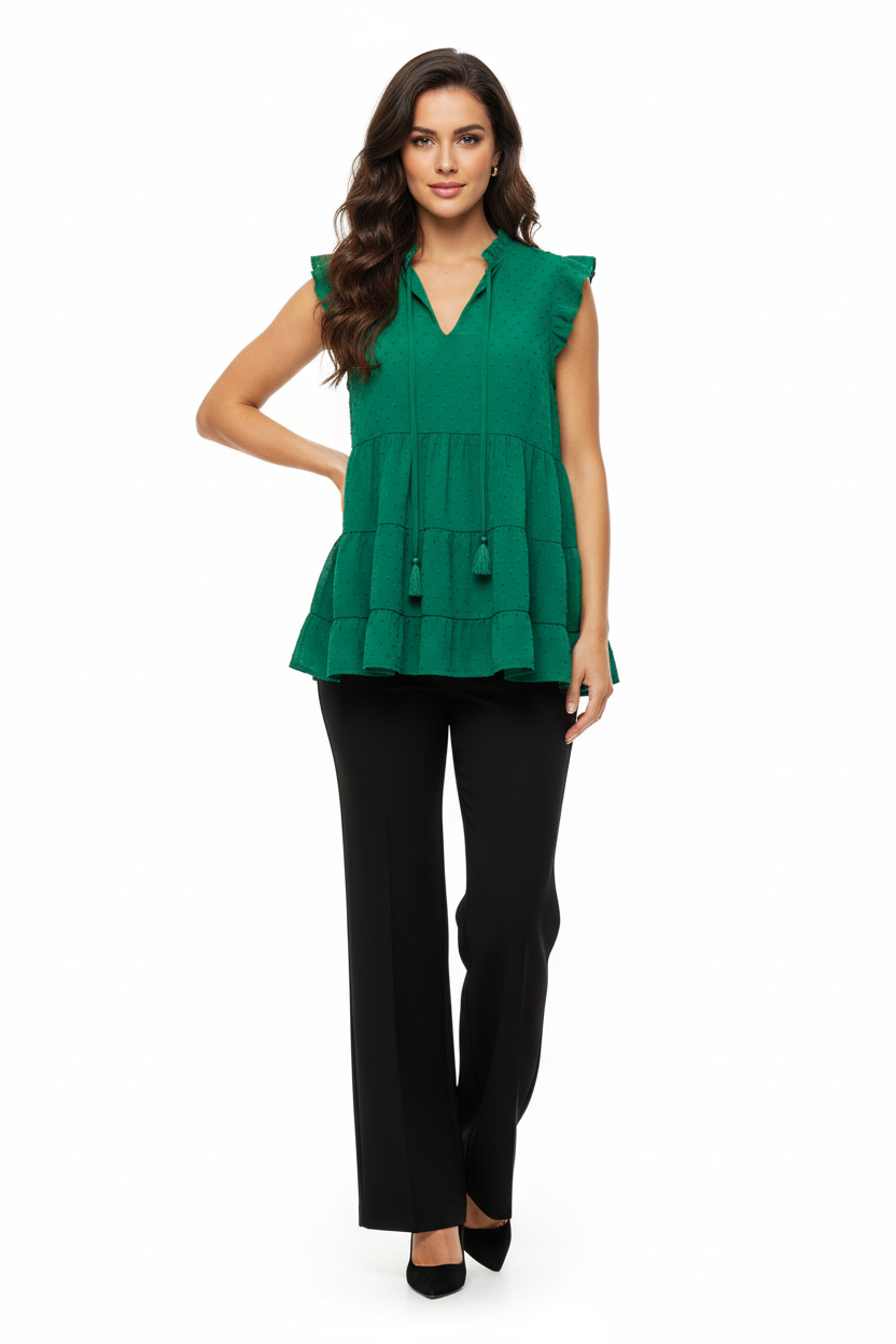 Stylish Short-Sleeved Top - Green