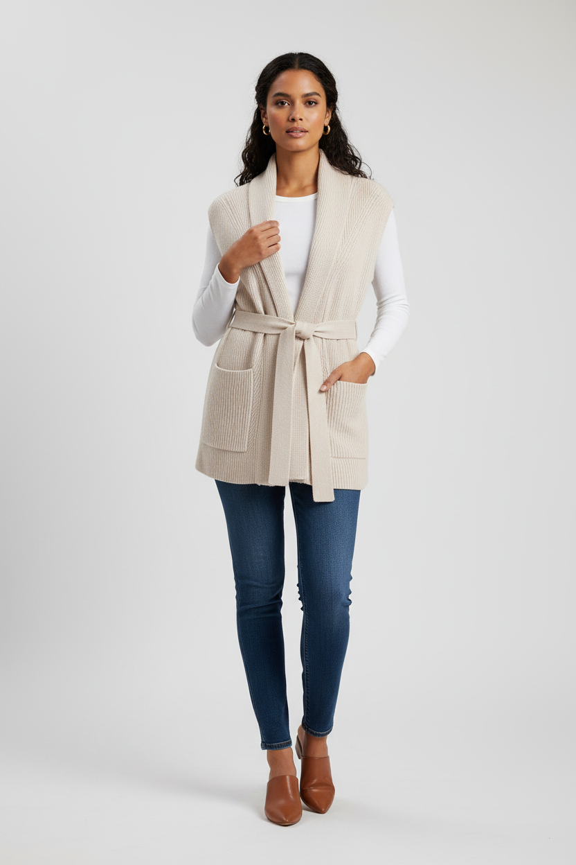 Fashionable Knit Belted Tank Top