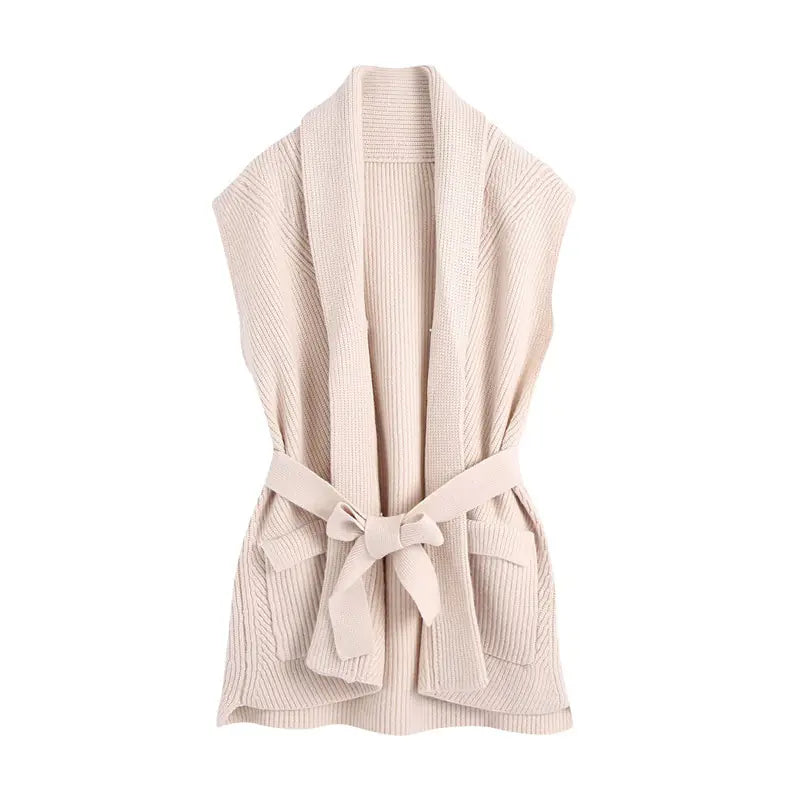 Fashionable Knit Belted Tank Top