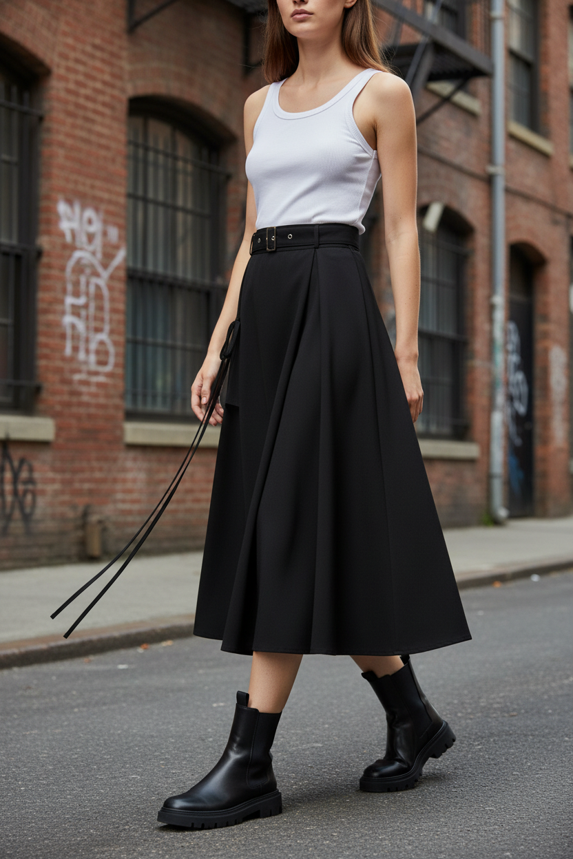 Tie Summer Short Skirt - Female Model