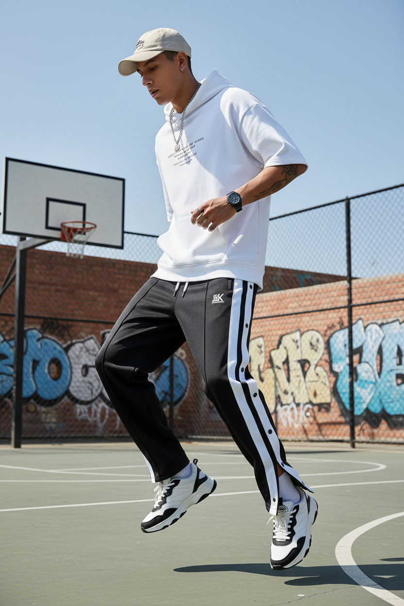 Trendy Loose Basketball Pants - Male Model