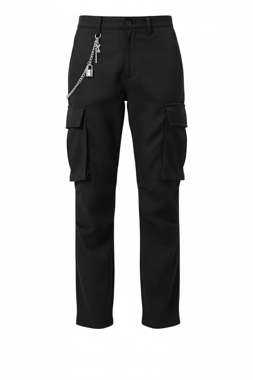 Trendy Men's Straight Black Pants - No Shoes
