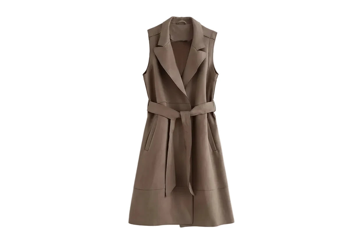 Loose Suede Texture Lace Waistcoat Jacket