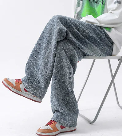 Embroidered Knitted Velvet Check Trousers