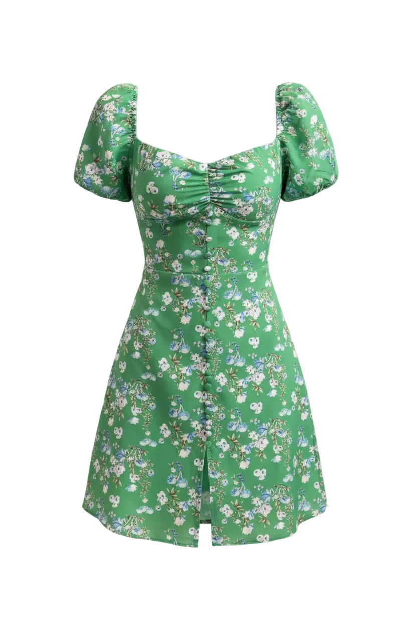 V-neck Buttoned Short Skirt - Product Only