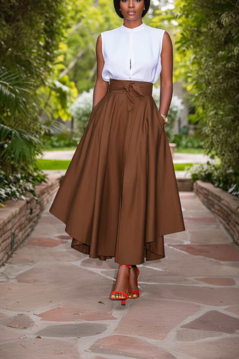 Vintage Summer Long Maxi Skirt - Brown