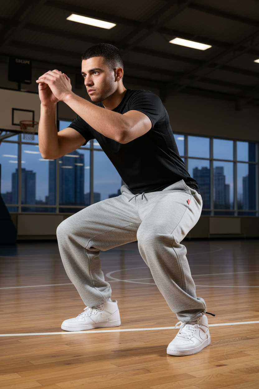 Wide-leg Drawstring Trousers - Male Model Training