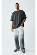 Wide-leg Tie-dye Gradient Denim Pants - Black