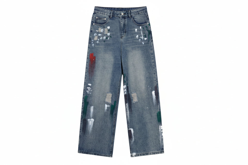 Brushed Washed Straight Tube Trousers