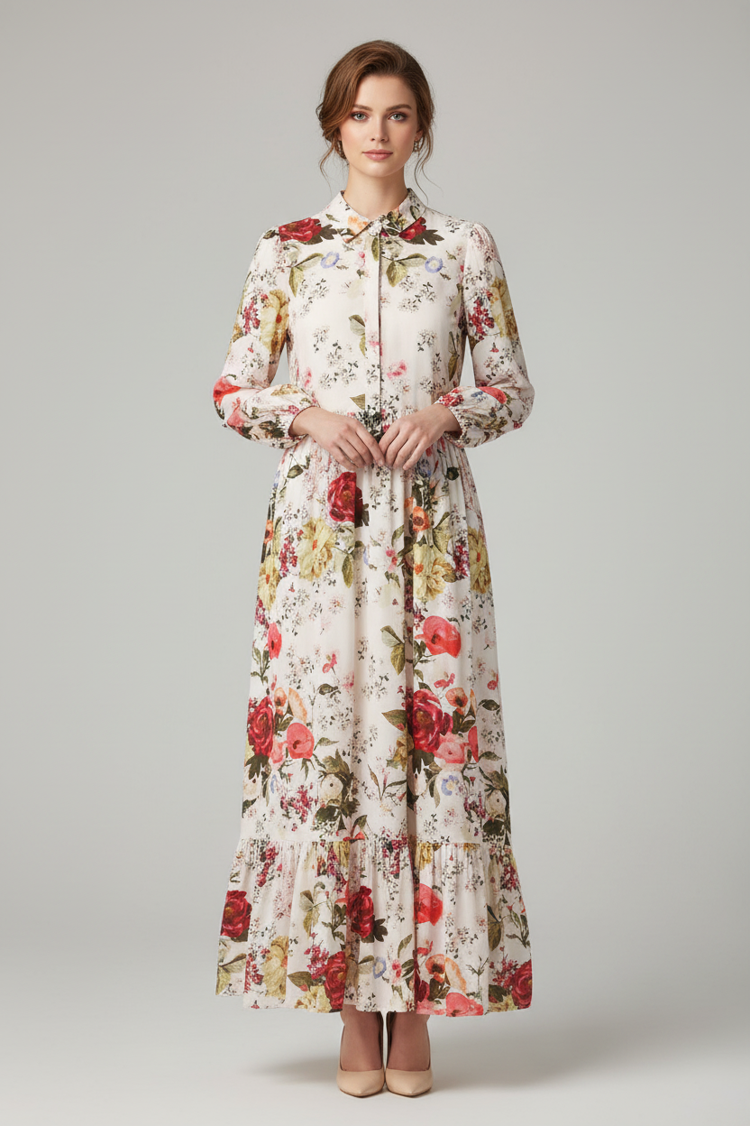 Floral Print Long Sleeve Dress